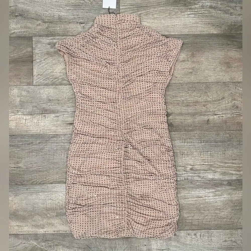 ZARA Rhinestone Bodycon Mini Dress NWT Ruched Party Cocktail Dress M L - Picture 16 of 16